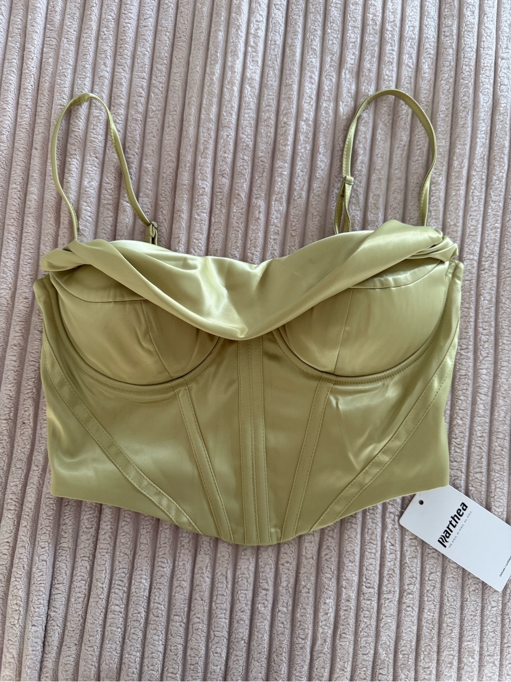 Olive Green Satin Bustier Crop Top